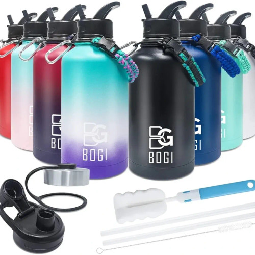 بطری آب BOGI ۲ لیتری استیل ضد زنگ با نی