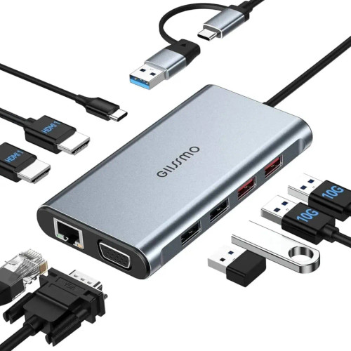 داک مانیتور دوگانه GIISSMO ۹ کاره USB A 3.0 / USB C